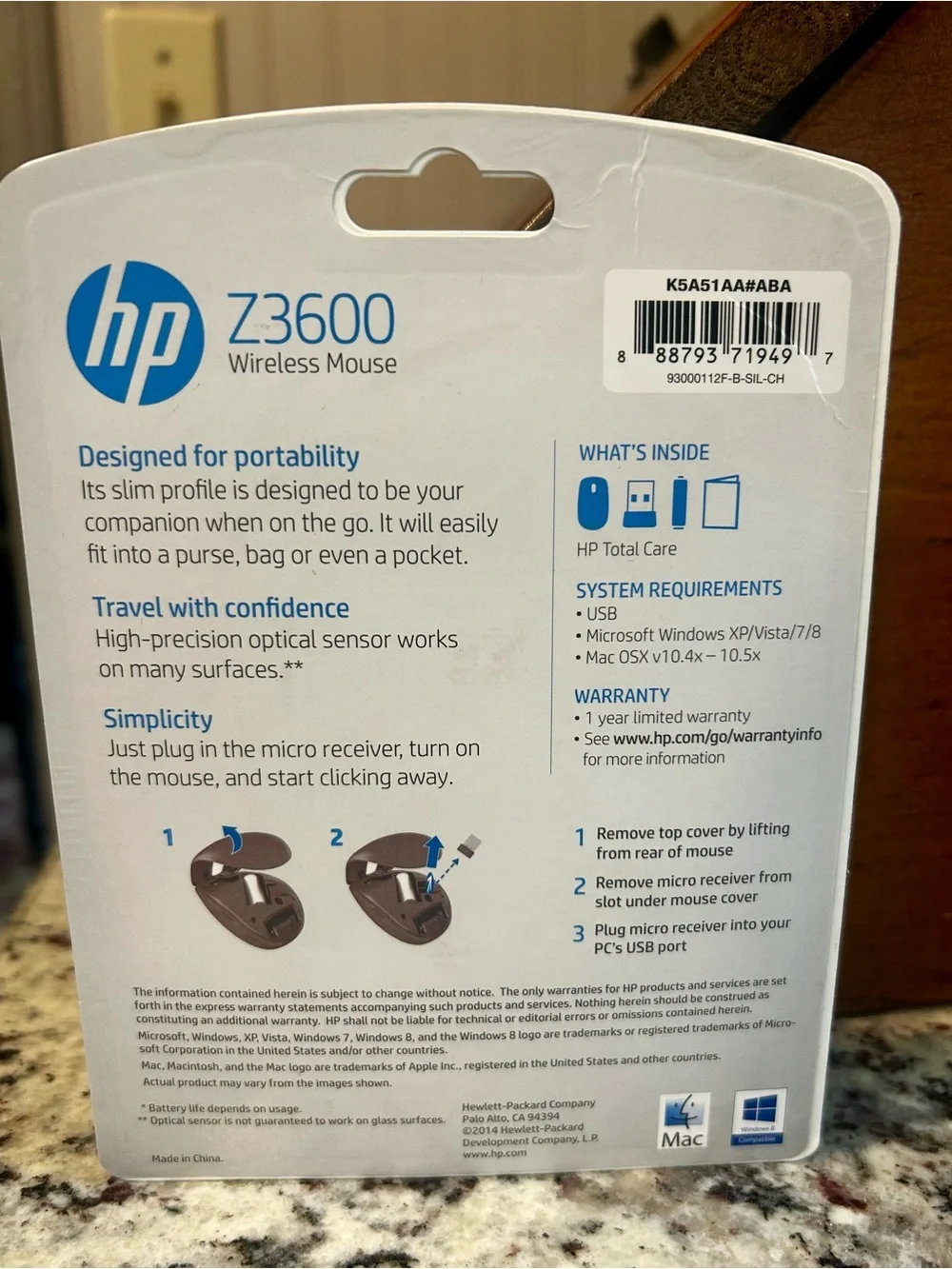 HP Z3600 Wireless Mouse — Silver and Black